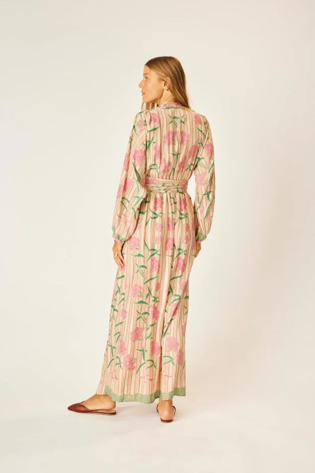 Women Natalie Martin Dresses Nico LS Maxi With Sash Chamomile Rose
