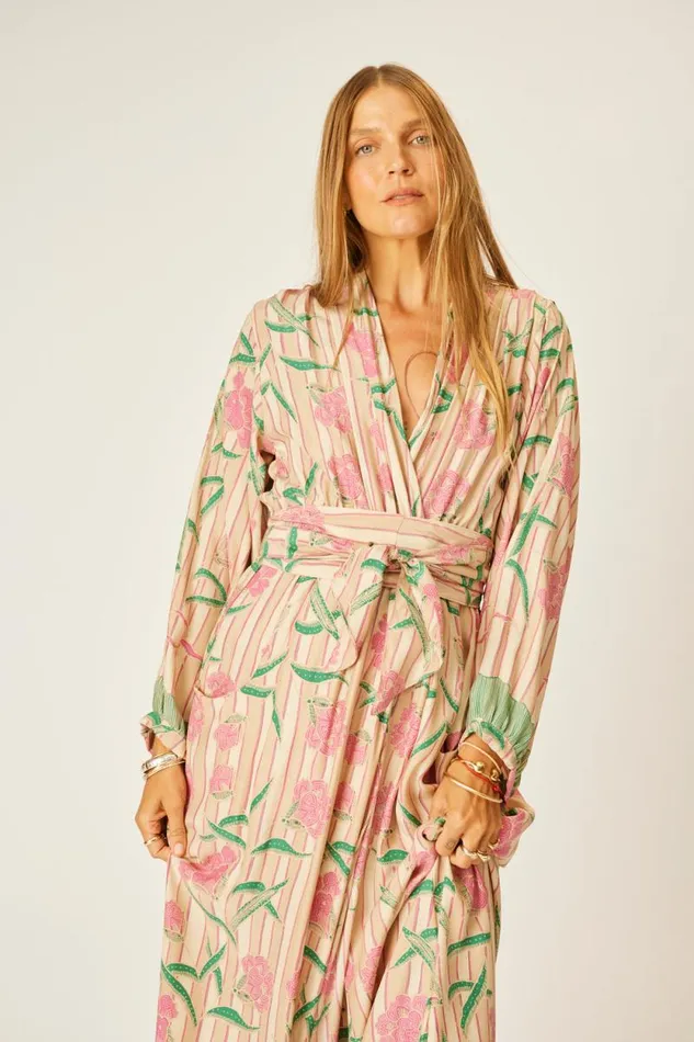 Women Natalie Martin Dresses Nico LS Maxi With Sash Chamomile Rose