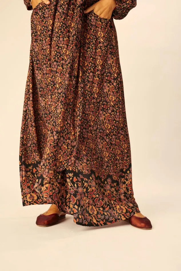 Women Natalie Martin Dresses Nico LS Maxi With Sash Petite Fleur Noire