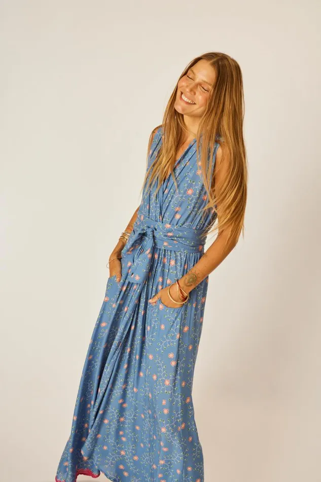 Women Natalie Martin Dresses Nico Sleeveless Dress Pinwheel Denim
