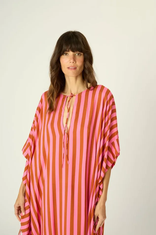 Women Natalie Martin Dresses Paulina Caftan Thick Stripe Pink