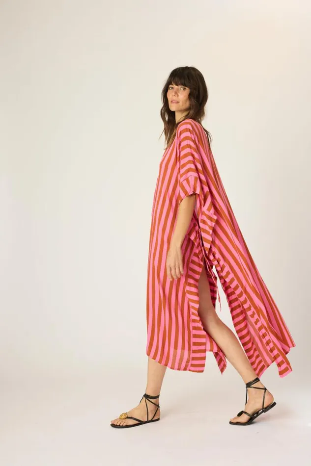 Women Natalie Martin Dresses Paulina Caftan Thick Stripe Pink