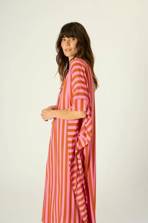 Women Natalie Martin Dresses Paulina Caftan Thick Stripe Pink