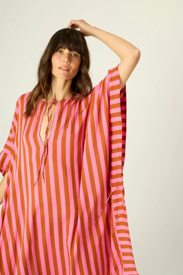 Women Natalie Martin Dresses Paulina Caftan Thick Stripe Pink