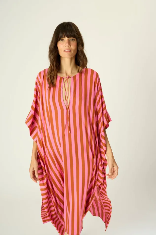 Women Natalie Martin Dresses Paulina Caftan Thick Stripe Pink