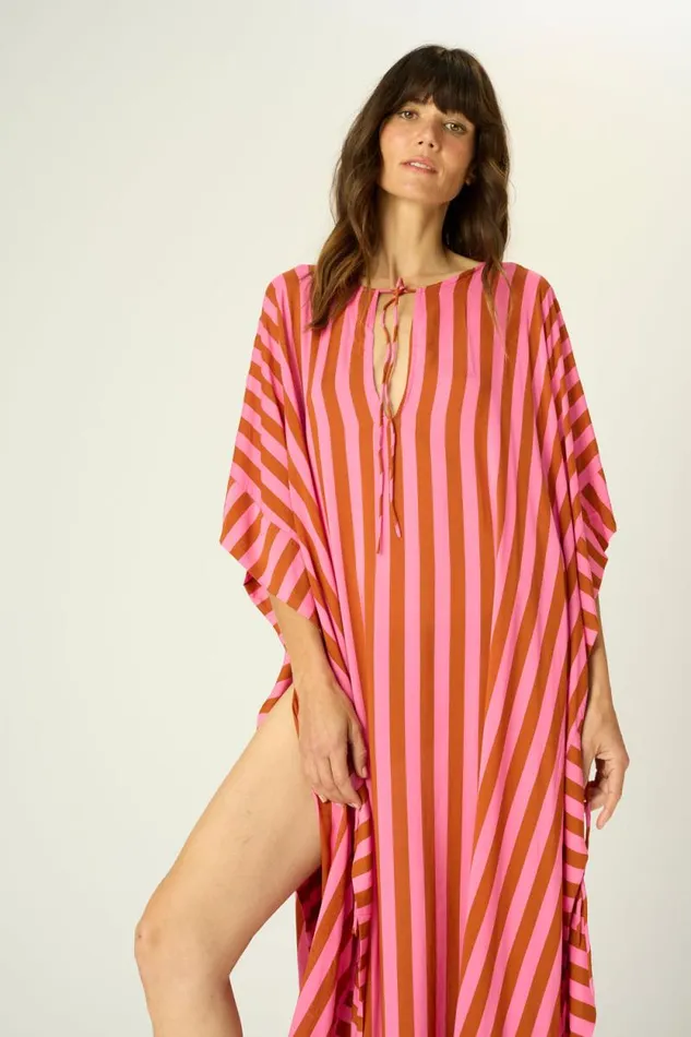Women Natalie Martin Dresses Paulina Caftan Thick Stripe Pink
