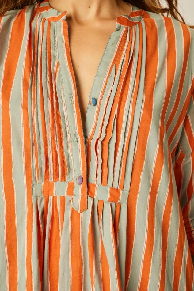 Women Natalie Martin Dresses Sammie Short Dress Batik Stripe Sage
