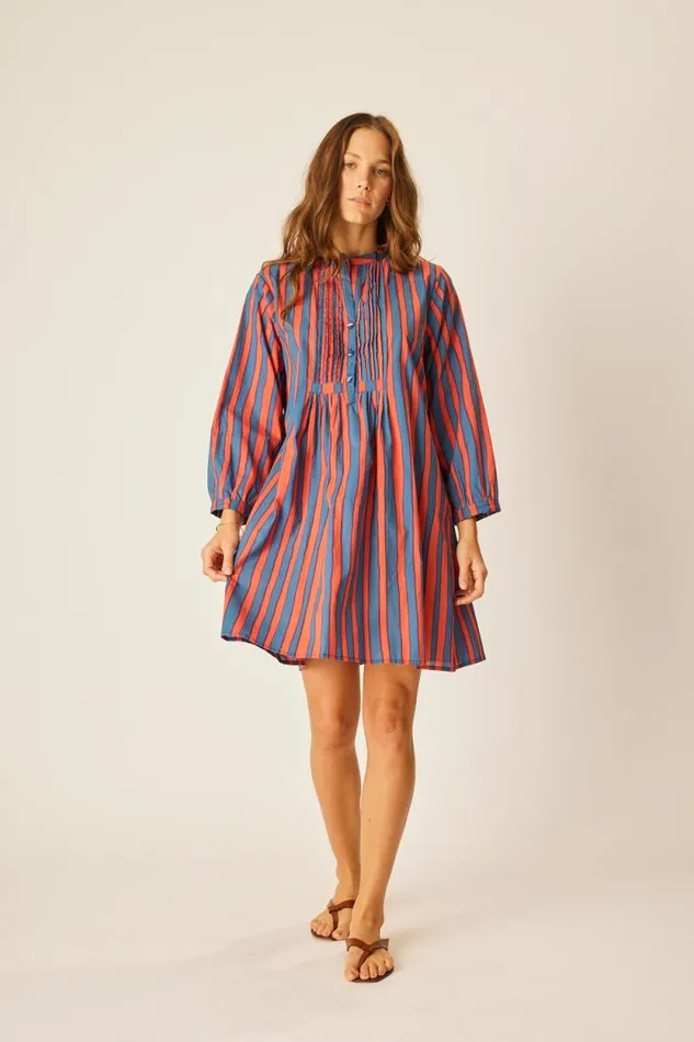 Women Natalie Martin Dresses Sammie Short Dress Batik Stripe Sage