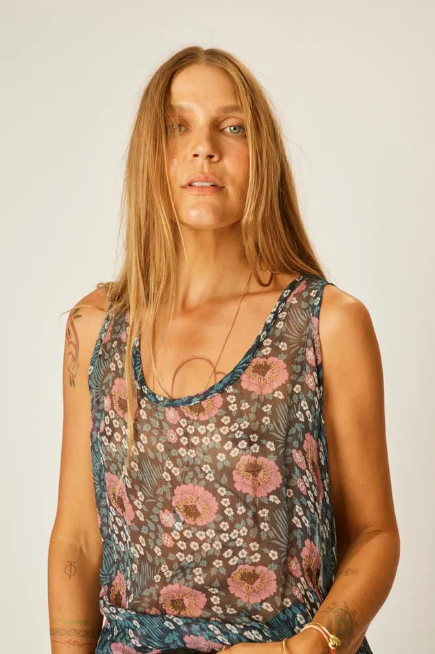 Women Natalie Martin Tops Ariana Tank Feather Chiffon