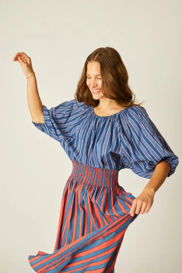 Women Natalie Martin Tops Ella Top Batik Stripe Lavender