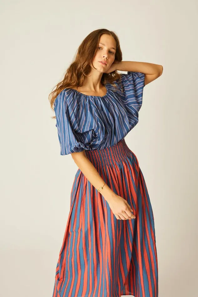 Women Natalie Martin Tops Ella Top Batik Stripe Lavender