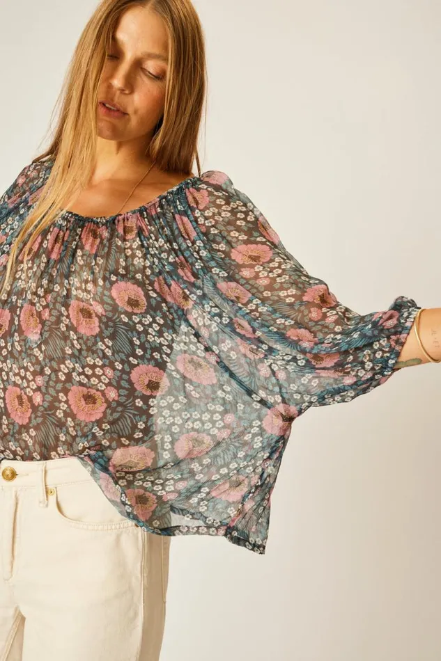 Women Natalie Martin Tops Ella Top Vintage Flowers Indigo