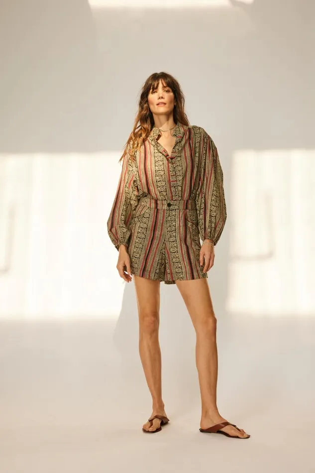 Women Natalie Martin Tops Iris Top Paisley Stripe Black
