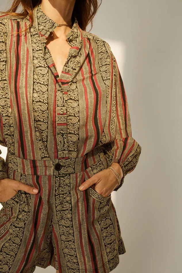 Women Natalie Martin Tops Iris Top Paisley Stripe Black