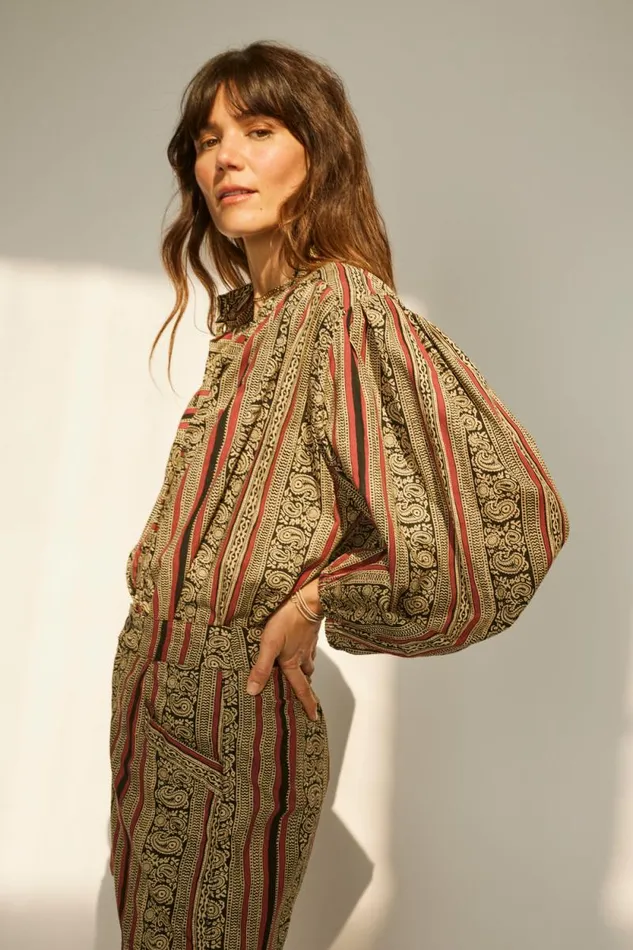 Women Natalie Martin Tops Iris Top Paisley Stripe Black