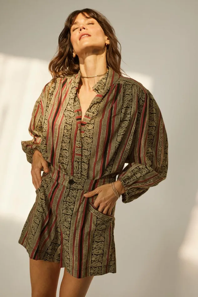 Women Natalie Martin Tops Iris Top Paisley Stripe Black