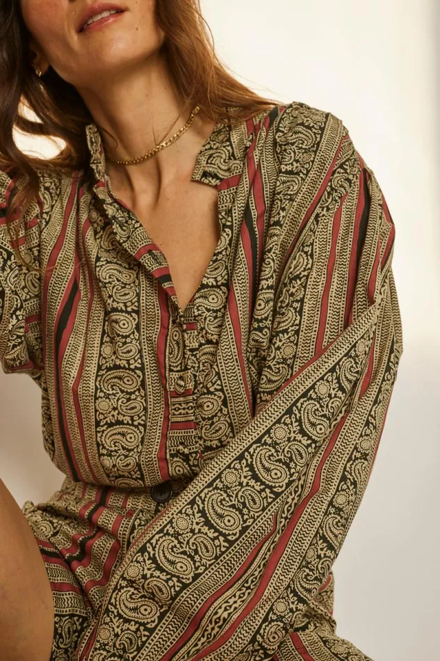 Women Natalie Martin Tops Iris Top Paisley Stripe Black