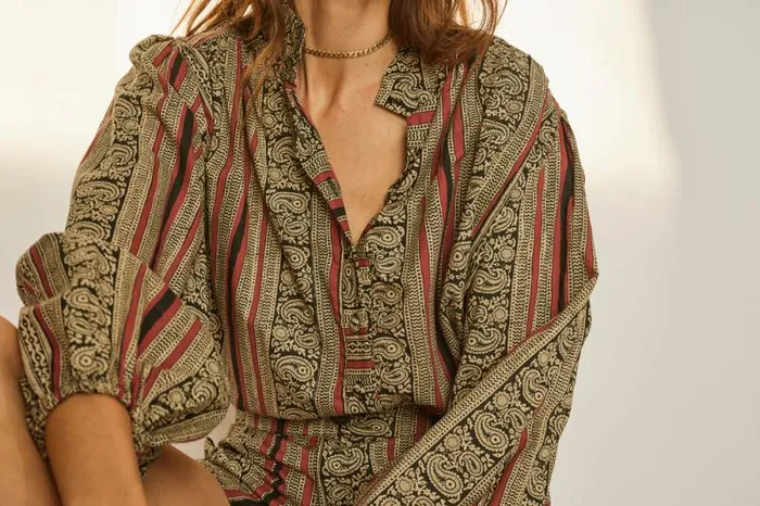 Women Natalie Martin Tops Iris Top Paisley Stripe Black