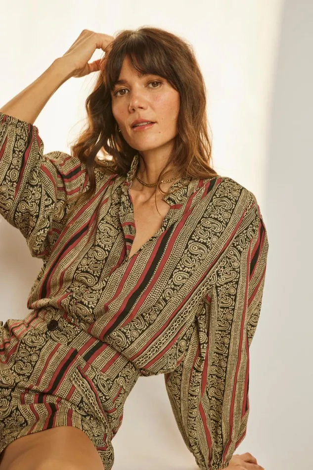 Women Natalie Martin Tops Iris Top Paisley Stripe Black