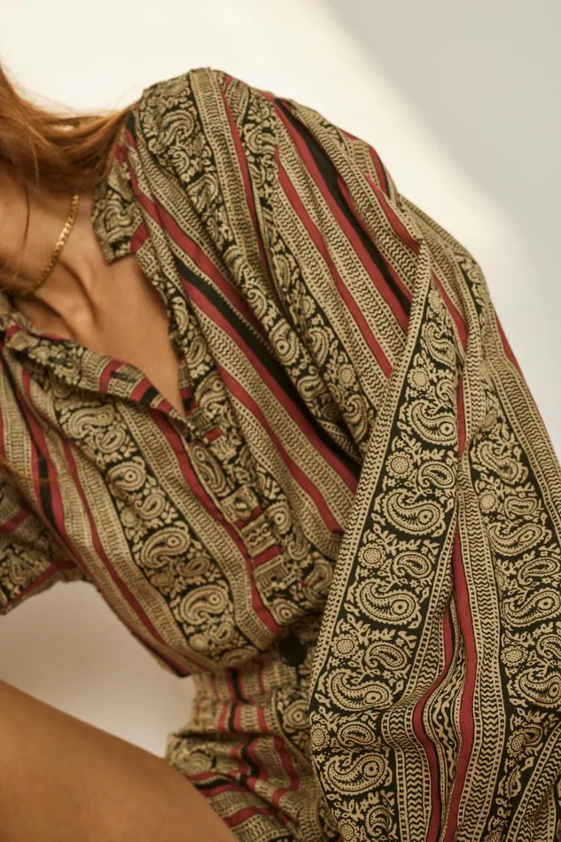 Women Natalie Martin Tops Iris Top Paisley Stripe Black