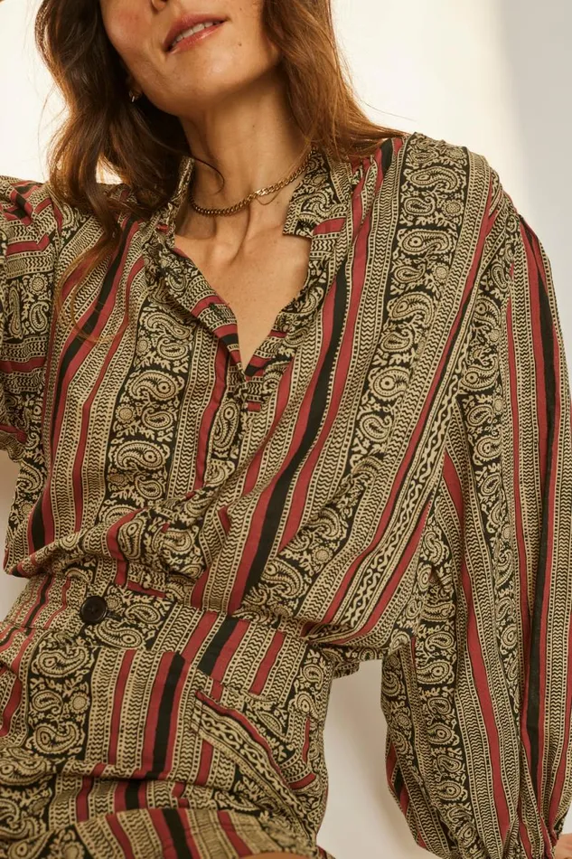 Women Natalie Martin Tops Iris Top Paisley Stripe Black