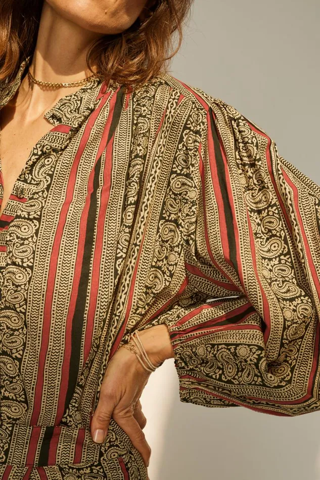 Women Natalie Martin Tops Iris Top Paisley Stripe Black