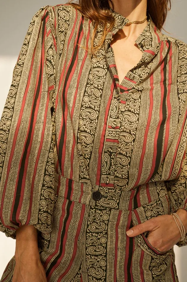 Women Natalie Martin Tops Iris Top Paisley Stripe Black