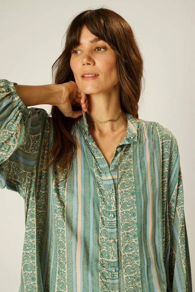 Women Natalie Martin Tops Iris Top Paisley Stripe Pool