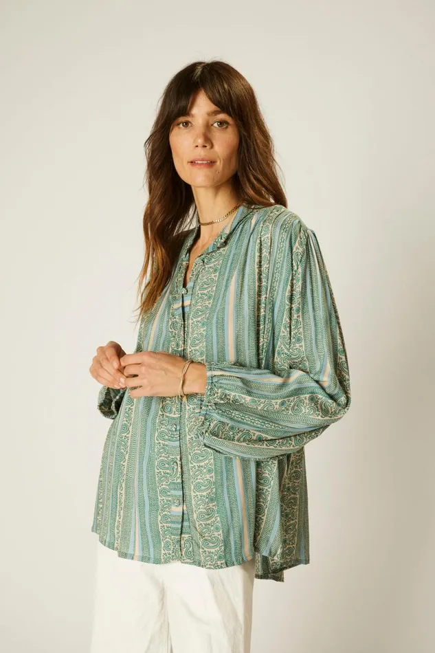 Women Natalie Martin Tops Iris Top Paisley Stripe Pool
