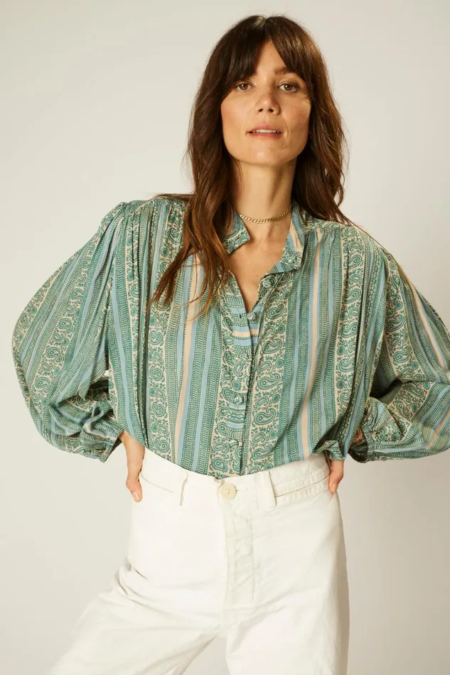 Women Natalie Martin Tops Iris Top Paisley Stripe Pool