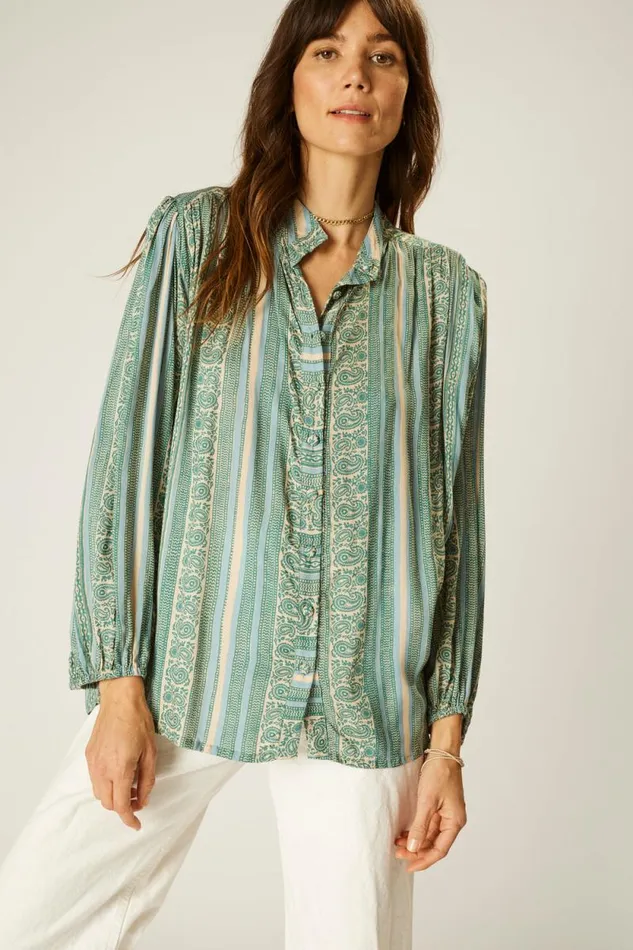 Women Natalie Martin Tops Iris Top Paisley Stripe Pool