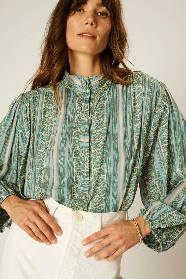 Women Natalie Martin Tops Iris Top Paisley Stripe Pool