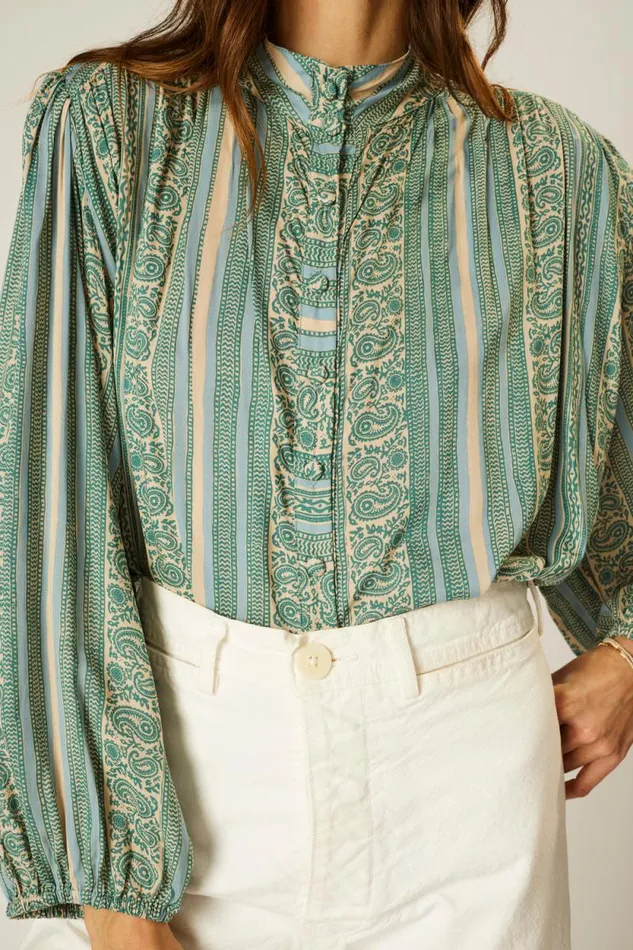 Women Natalie Martin Tops Iris Top Paisley Stripe Pool