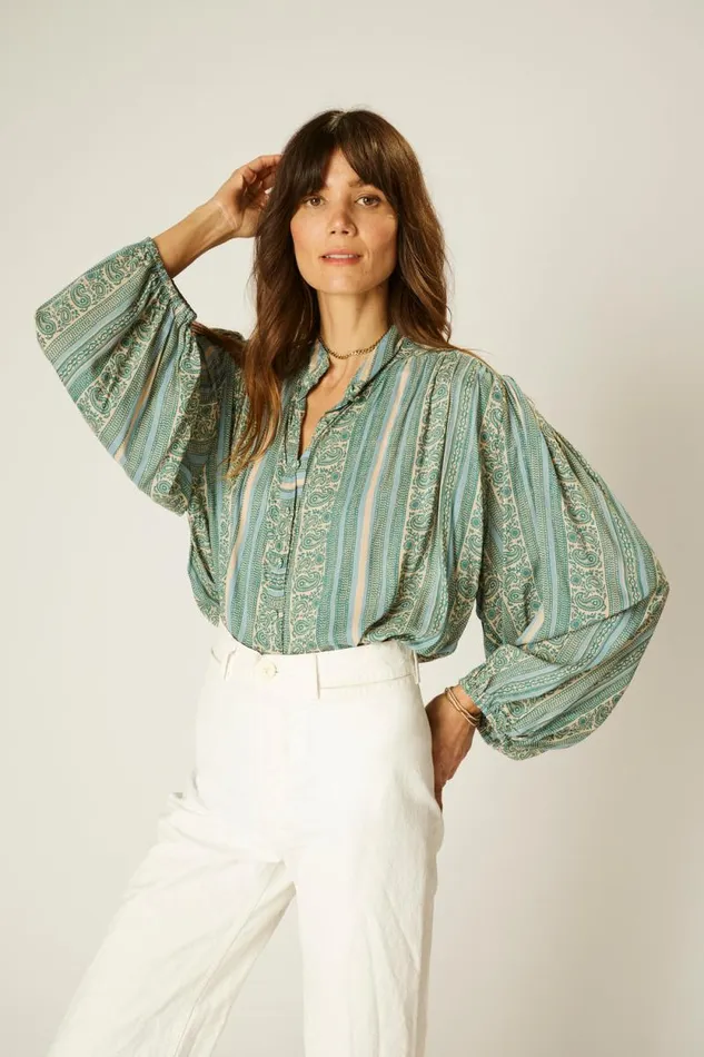Women Natalie Martin Tops Iris Top Paisley Stripe Pool