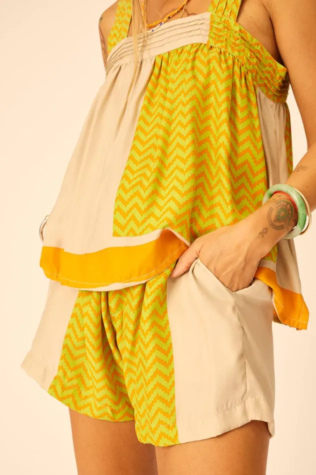Women Natalie Martin Tops Jasmine Top Block Zigzag Tangerine