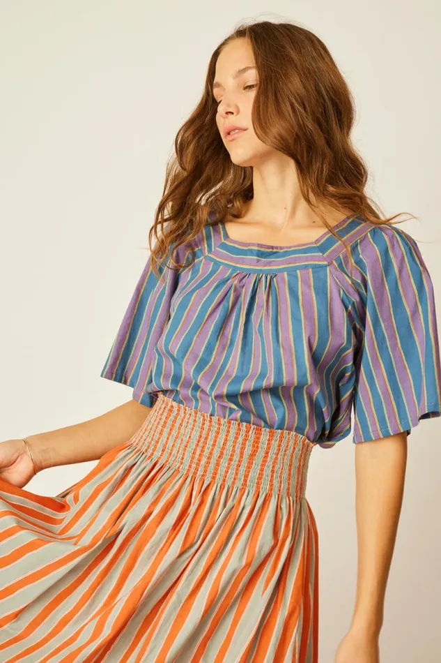 Women Natalie Martin Tops Nikki Top Batik Stripe Lavender
