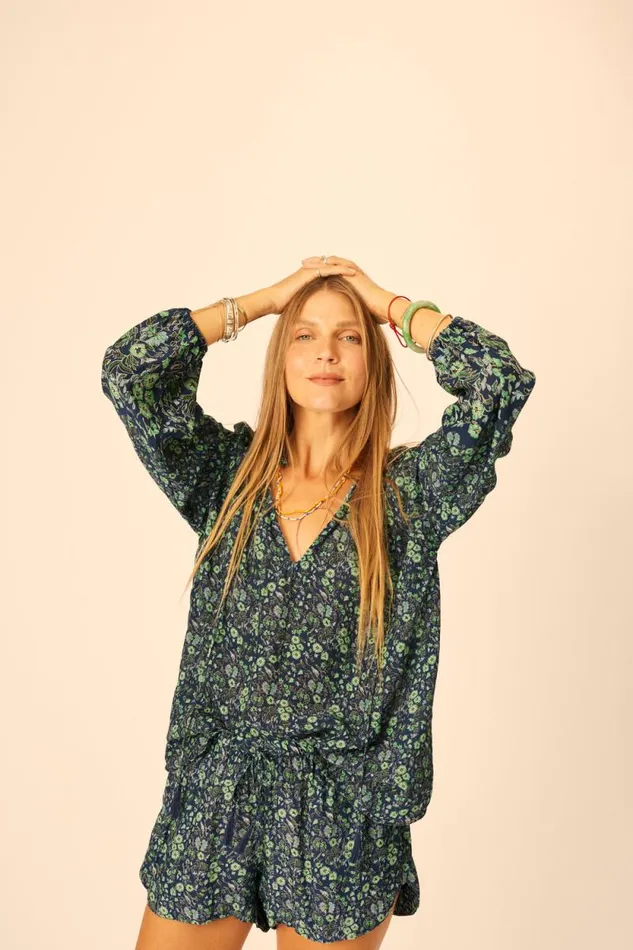 Women Natalie Martin Tops Penny Blouse Petite Fleur Marine