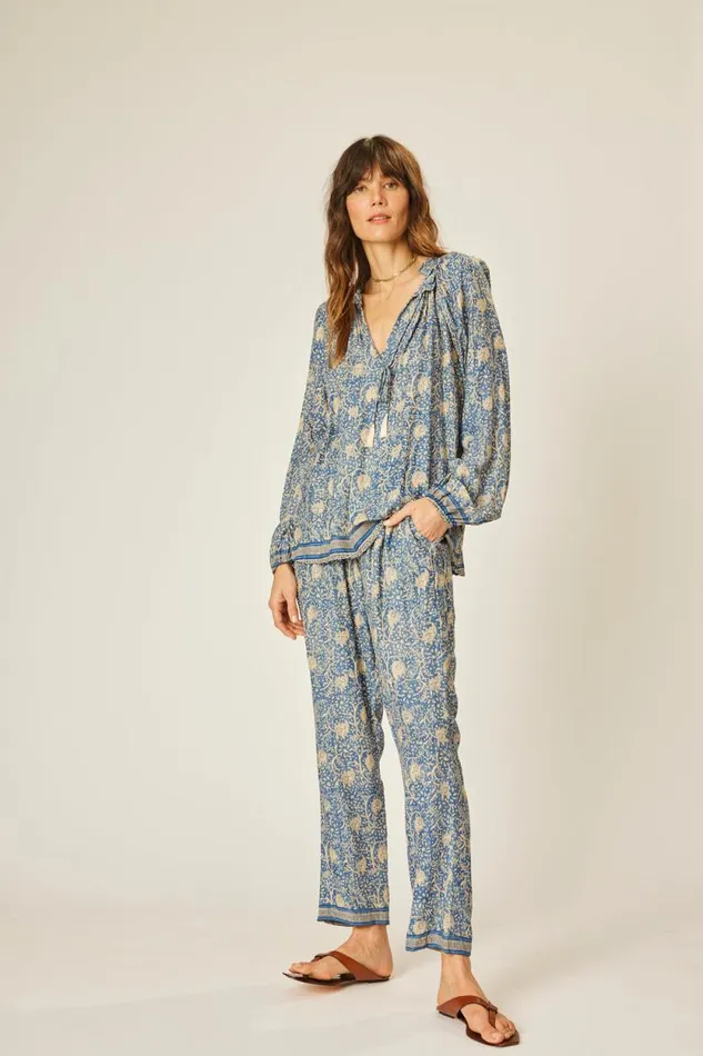 Women Natalie Martin Tops Penny Blouse Water Lily Blue