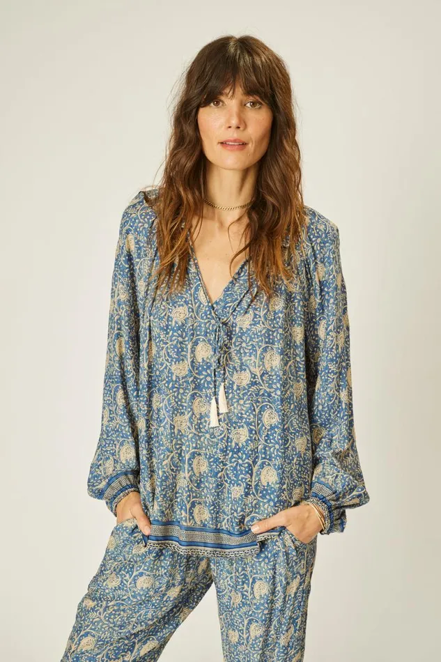 Women Natalie Martin Tops Penny Blouse Water Lily Blue