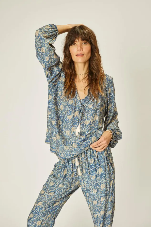Women Natalie Martin Tops Penny Blouse Water Lily Blue