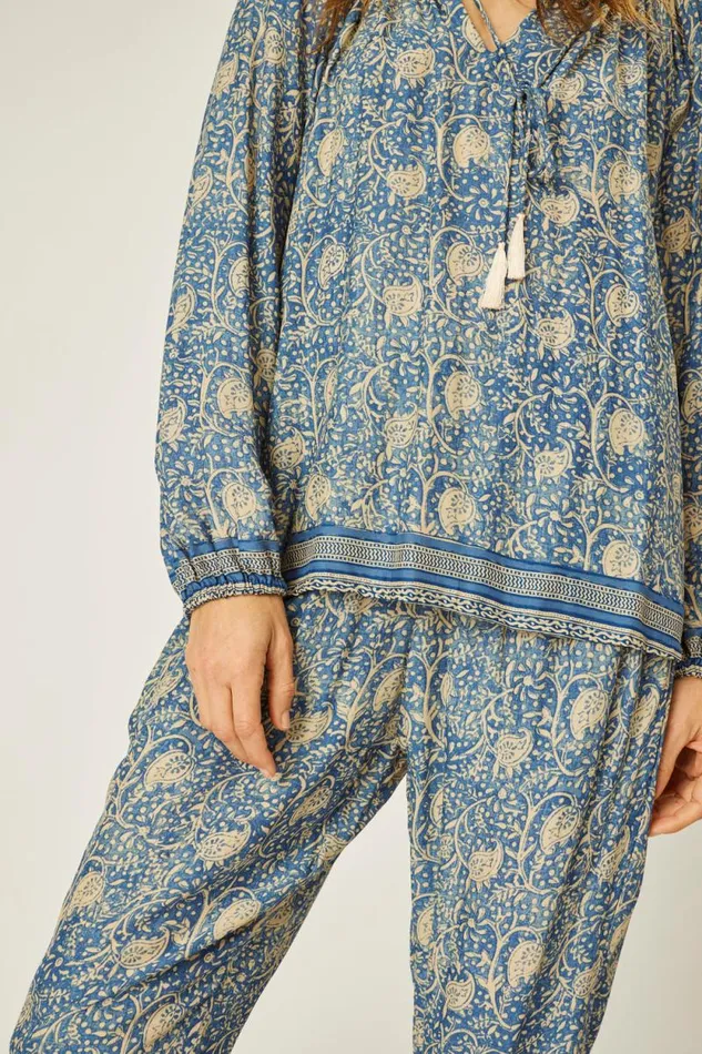 Women Natalie Martin Tops Penny Blouse Water Lily Blue