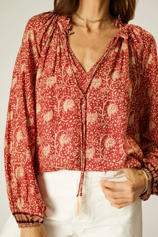 Women Natalie Martin Tops Penny Blouse Water Lily Terracotta