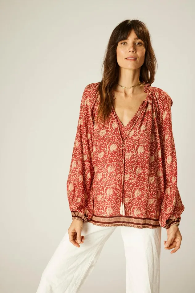 Women Natalie Martin Tops Penny Blouse Water Lily Terracotta