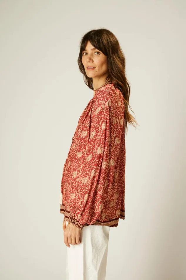 Women Natalie Martin Tops Penny Blouse Water Lily Terracotta