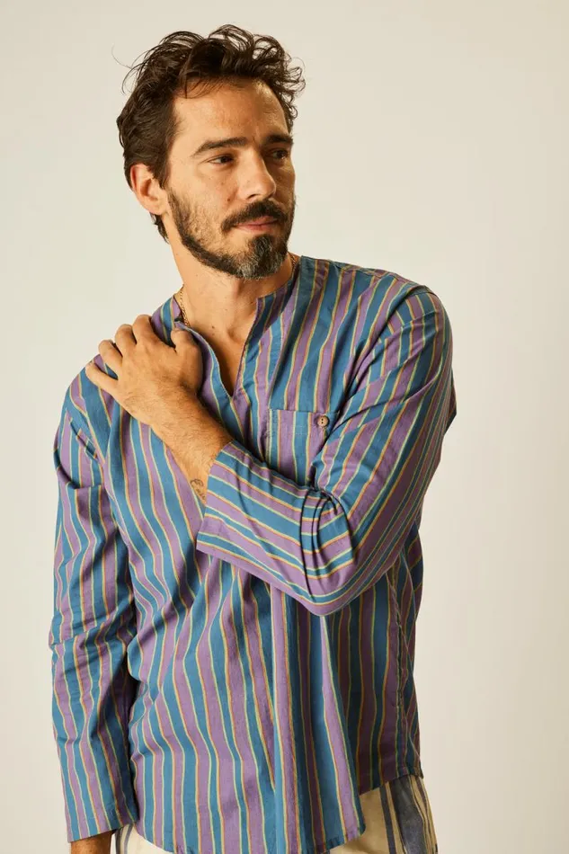 Women Natalie Martin Tops Ryan Shirt Batik Stripe Lavender