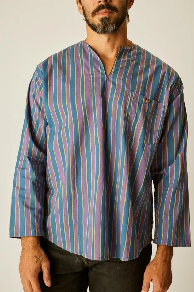 Women Natalie Martin Tops Ryan Shirt Batik Stripe Lavender