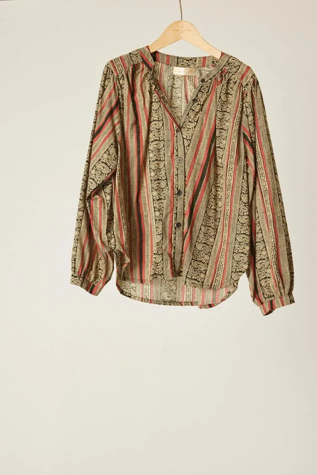 Women Natalie Martin Tops Tolan Shirt Paisley Stripe Black