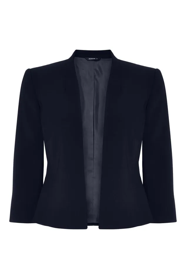 Women Navy 34 Sleeve Rochette Jacket Roman Occasionwear