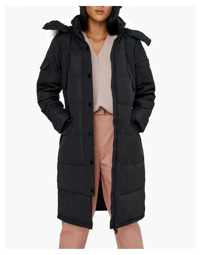 Women Noize KAYLEE Long Length Heavyweight Parka Black Madewell Jackets