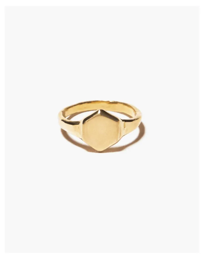 Women Odette Hex Signet Ring Brass Madewell Rings